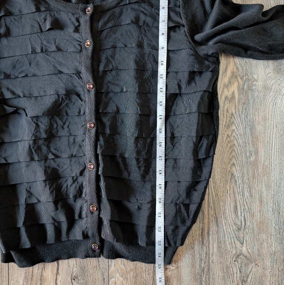MICHAEL MICHAEL KORS Cardigan Black Tiered with Purple and Gold Buttons Size XL - Picture 14 of 14